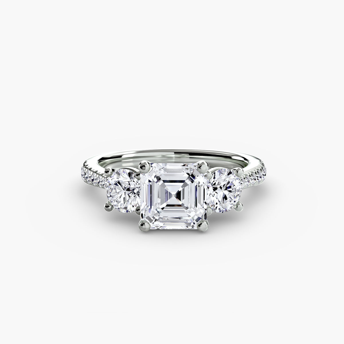 Trilogy Ring with Pavé Band