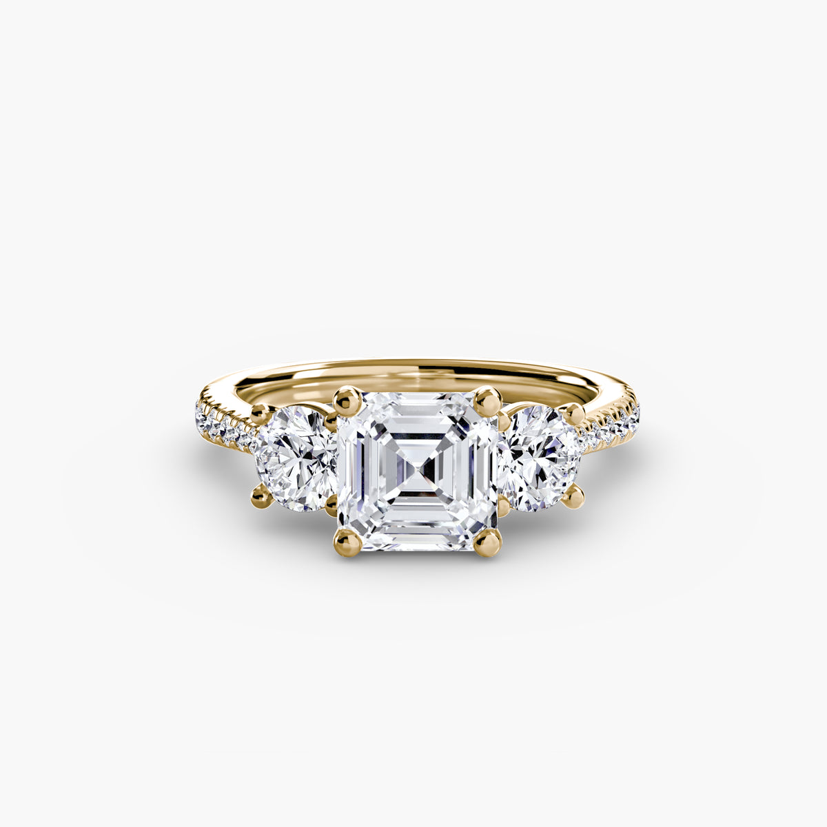 Trilogy Ring with Pavé Band