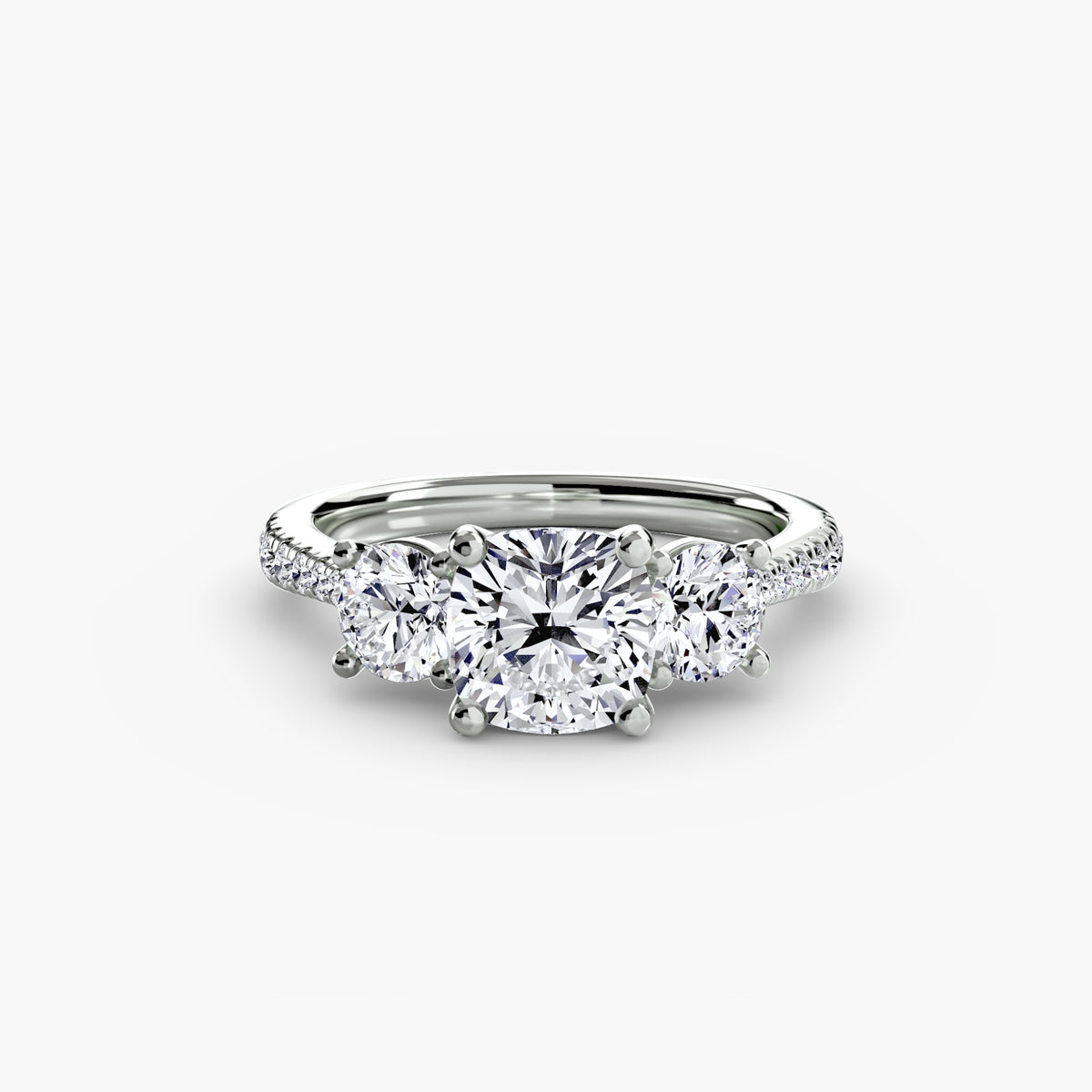Trilogy Ring with Pavé Band