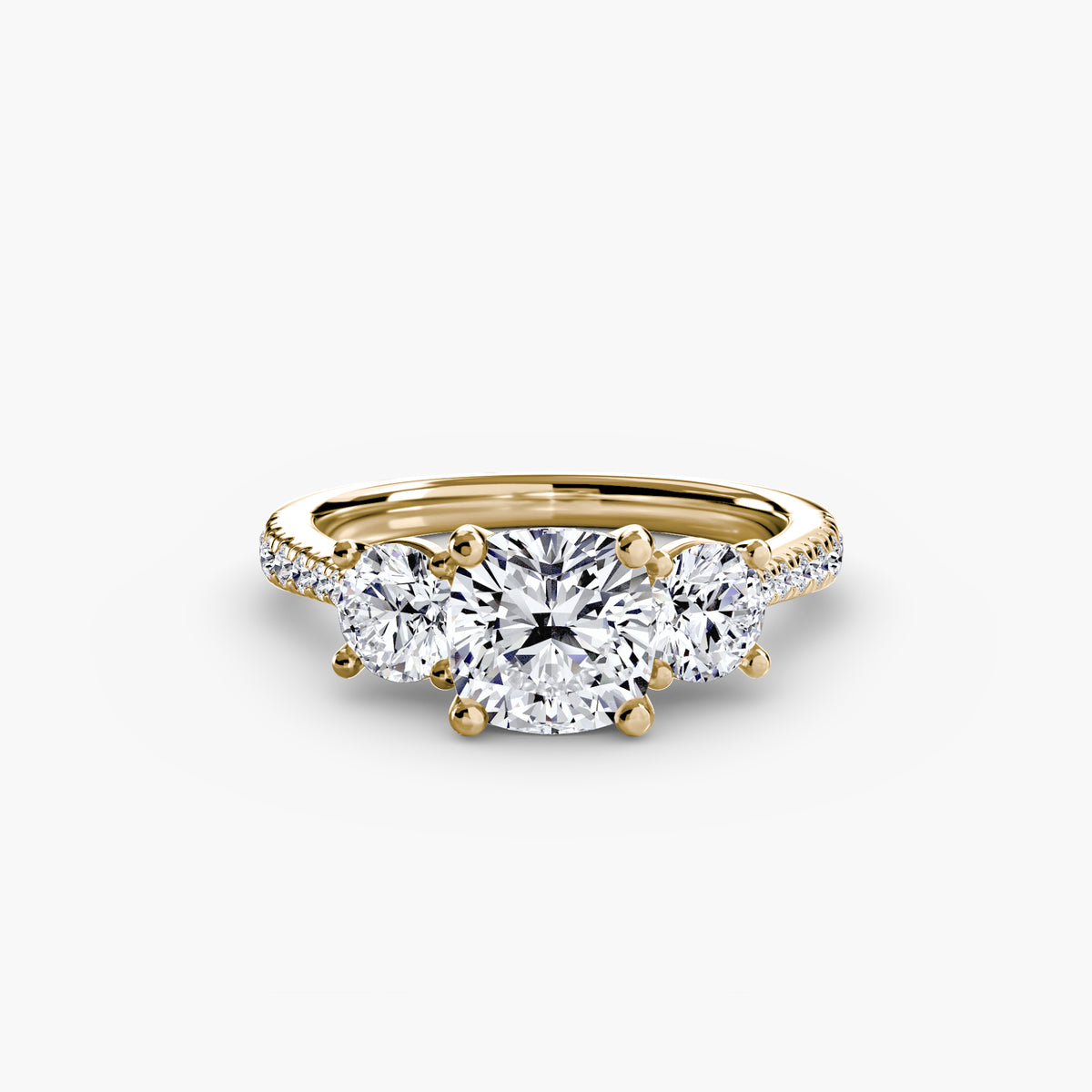 Trilogy Ring with Pavé Band