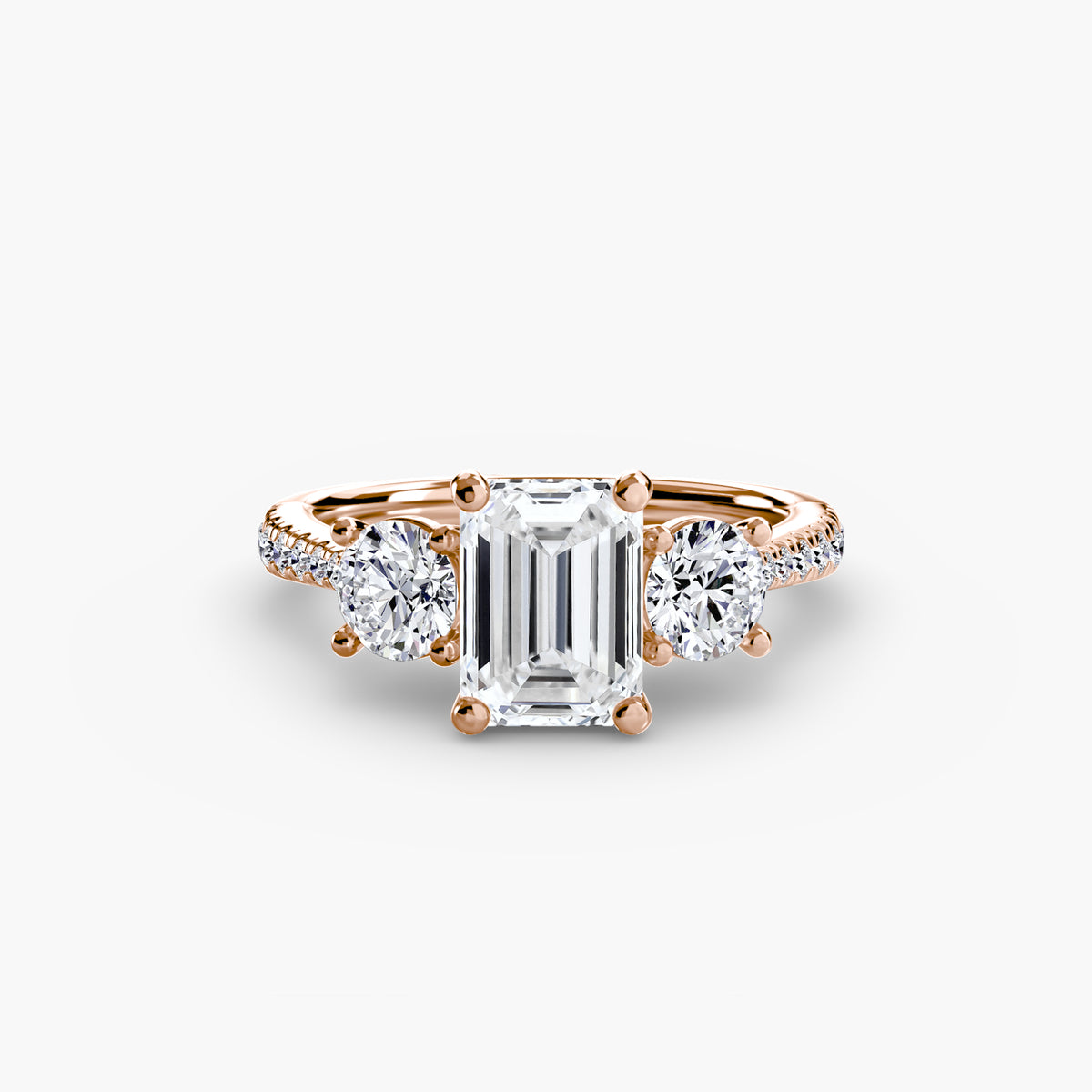 Trilogy Ring with Pavé Band