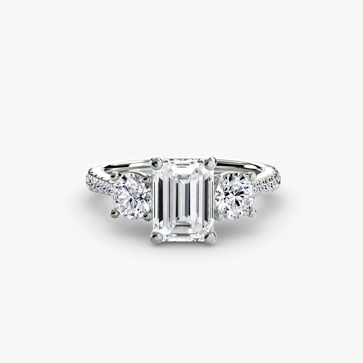 Trilogy Ring with Pavé Band