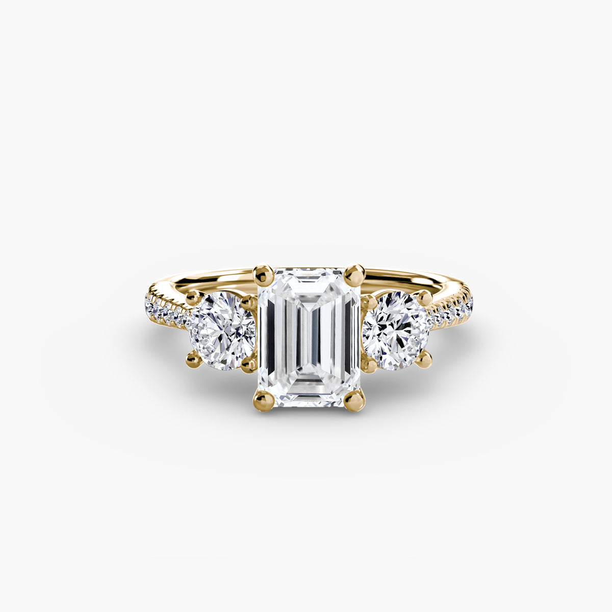 Trilogy Ring with Pavé Band