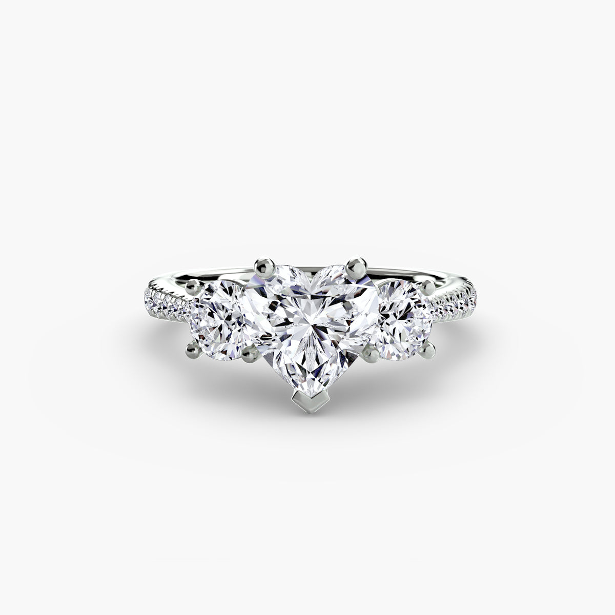 Trilogy Ring with Pavé Band