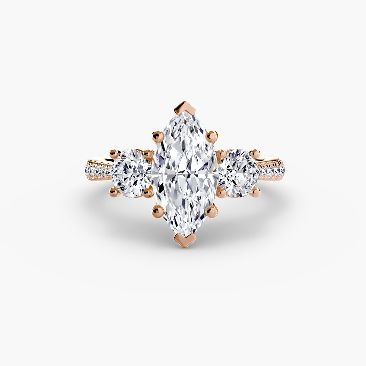 Trilogy Ring with Pavé Band