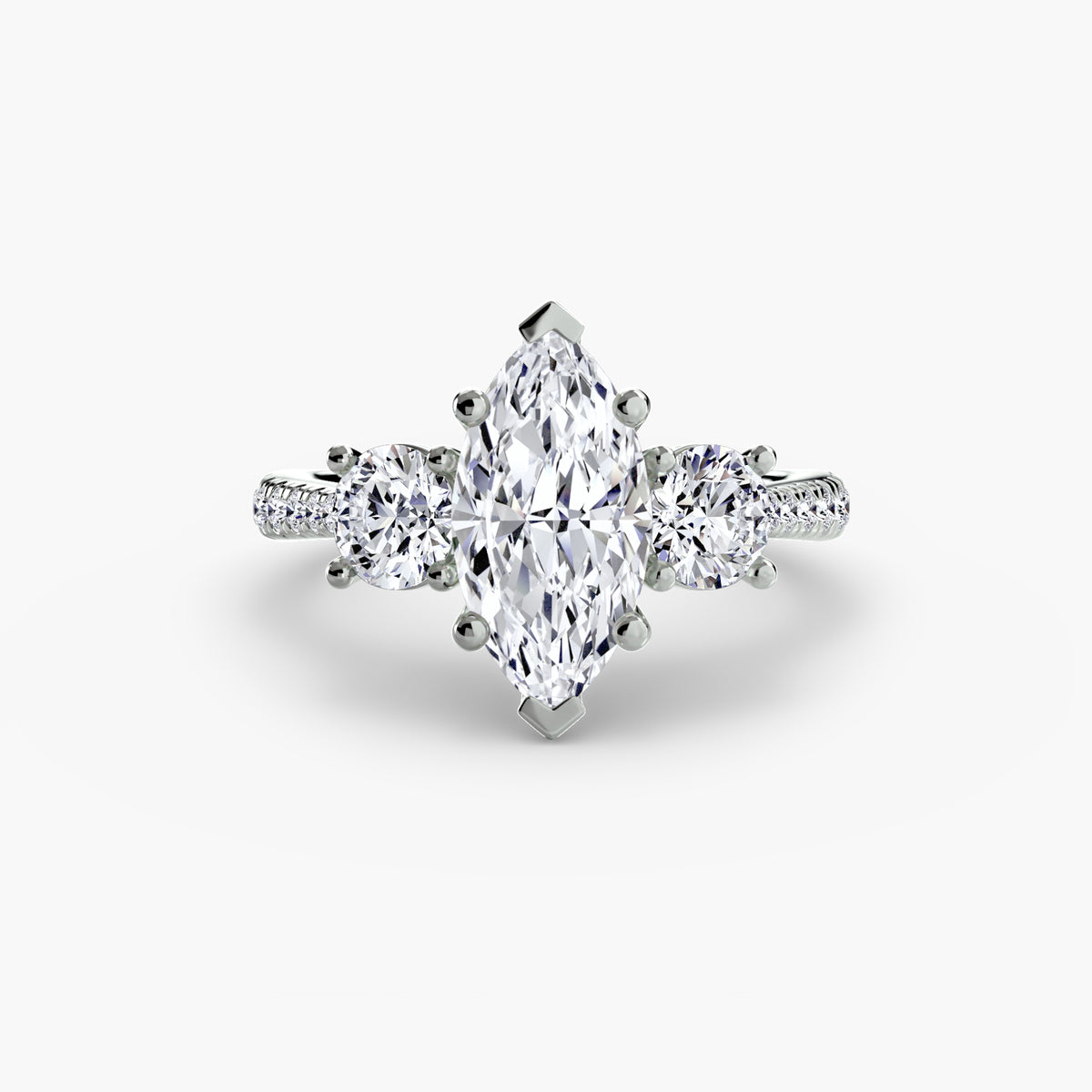 Trilogy Ring with Pavé Band