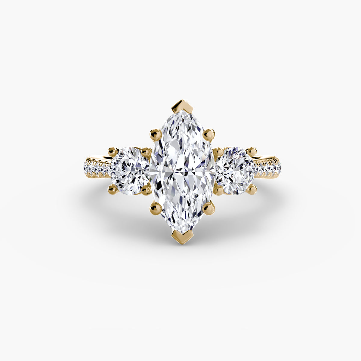 Trilogy Ring with Pavé Band