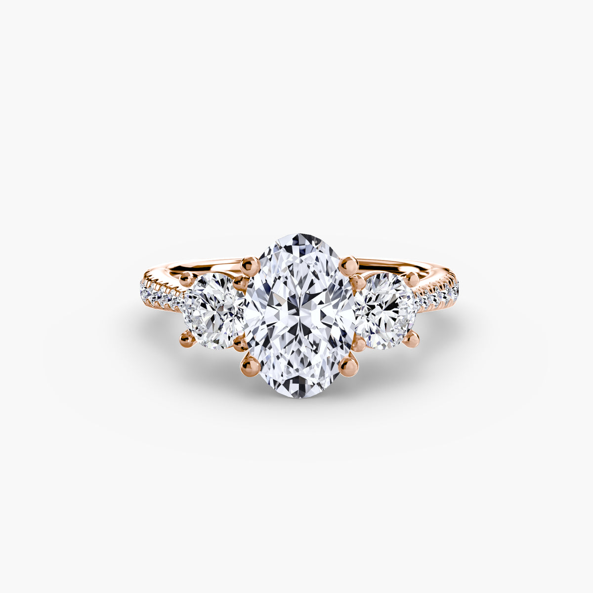 Trilogy Ring with Pavé Band