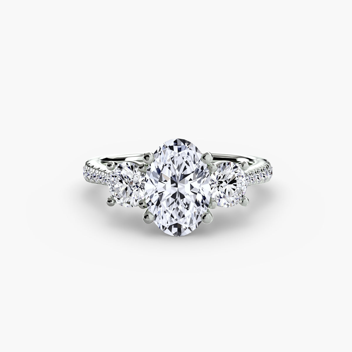 Trilogy Ring with Pavé Band
