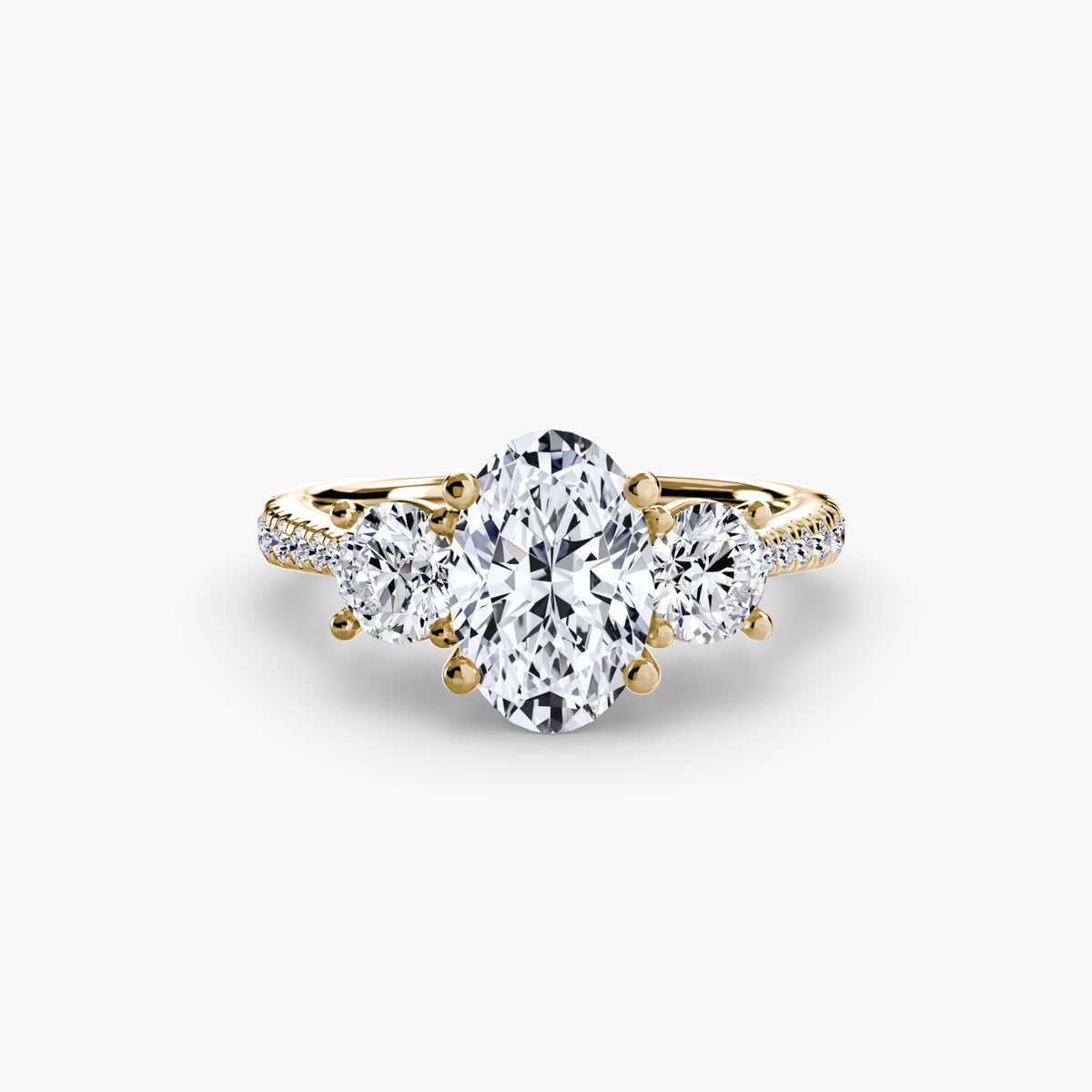 Trilogy Ring with Pavé Band