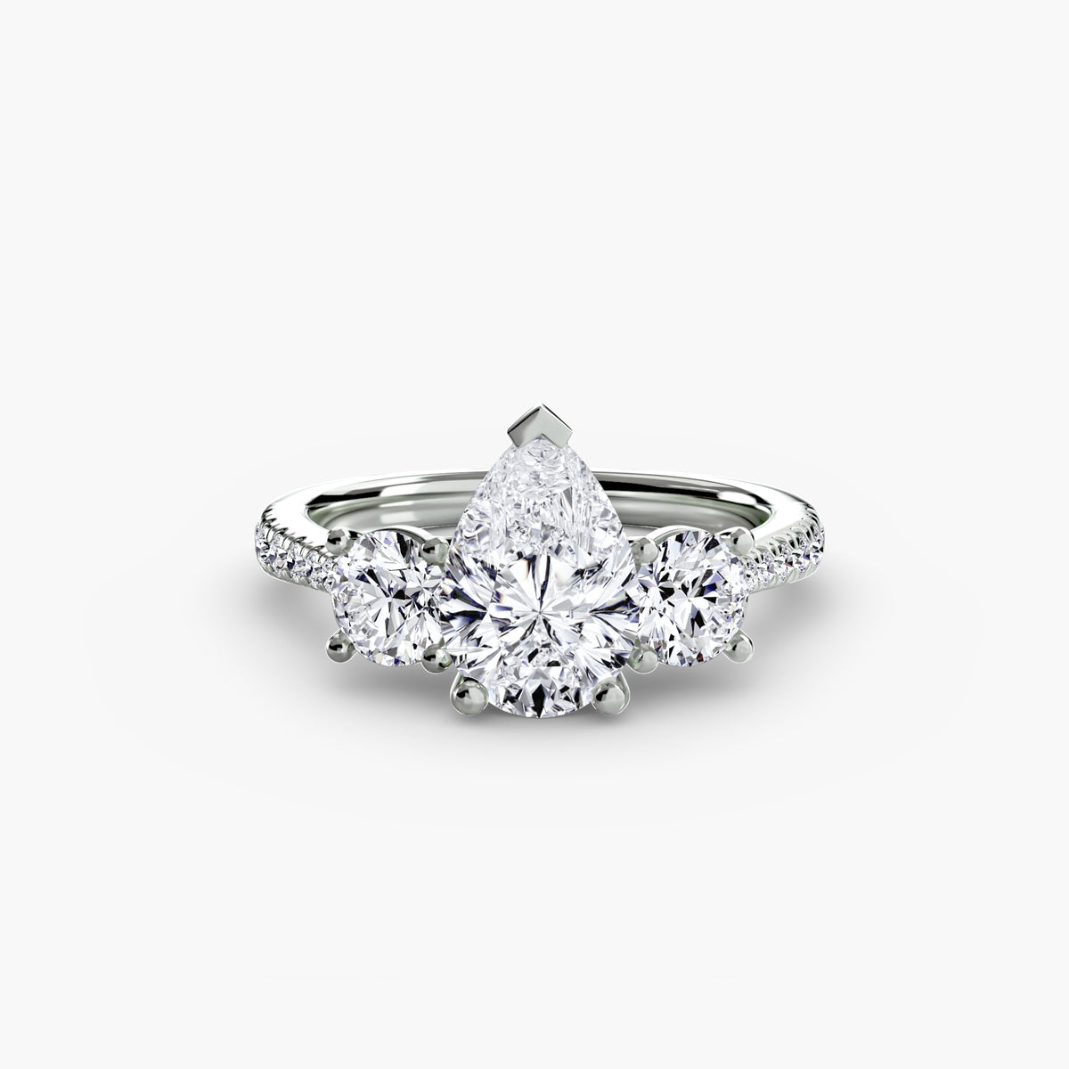 Trilogy Ring with Pavé Band