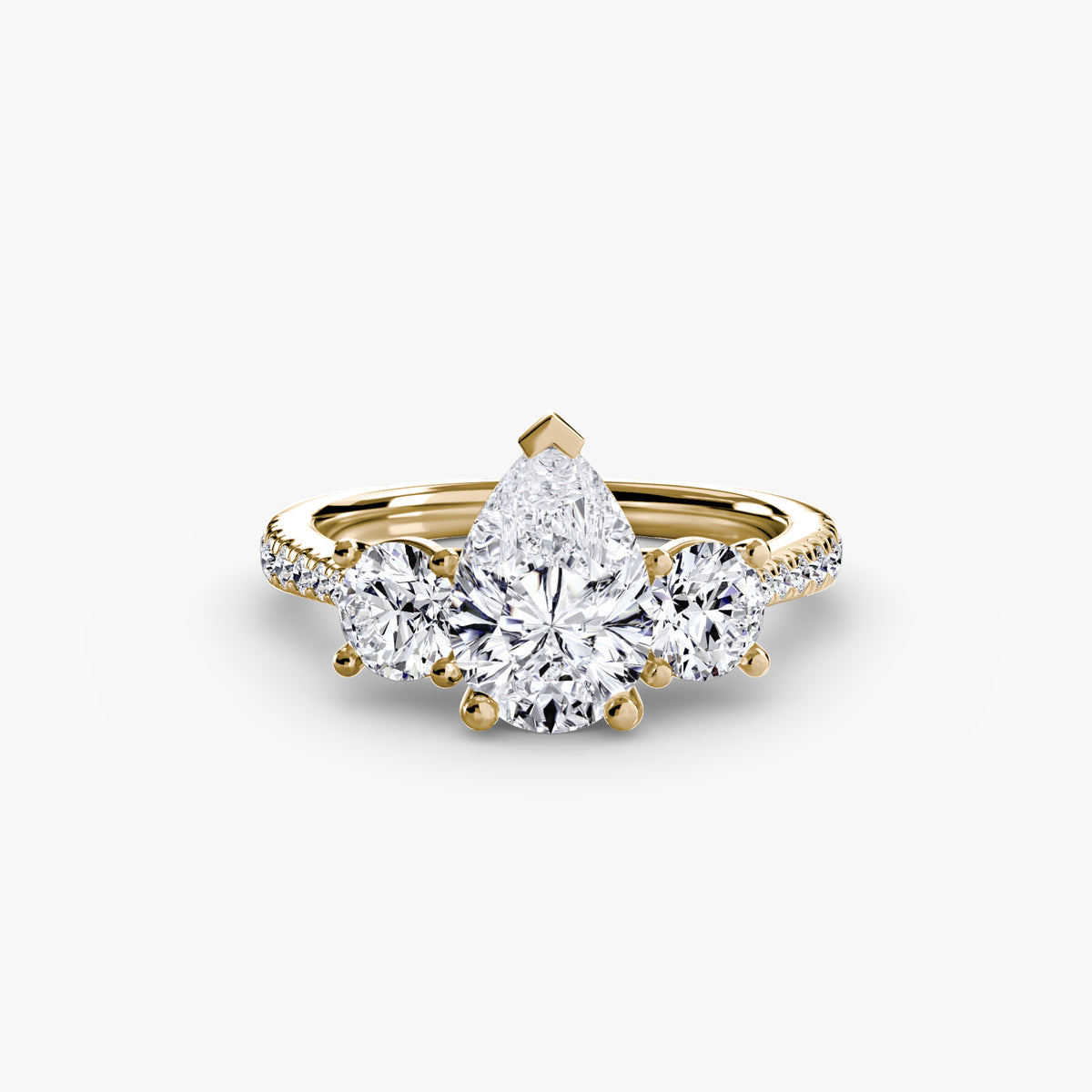 Trilogy Ring with Pavé Band