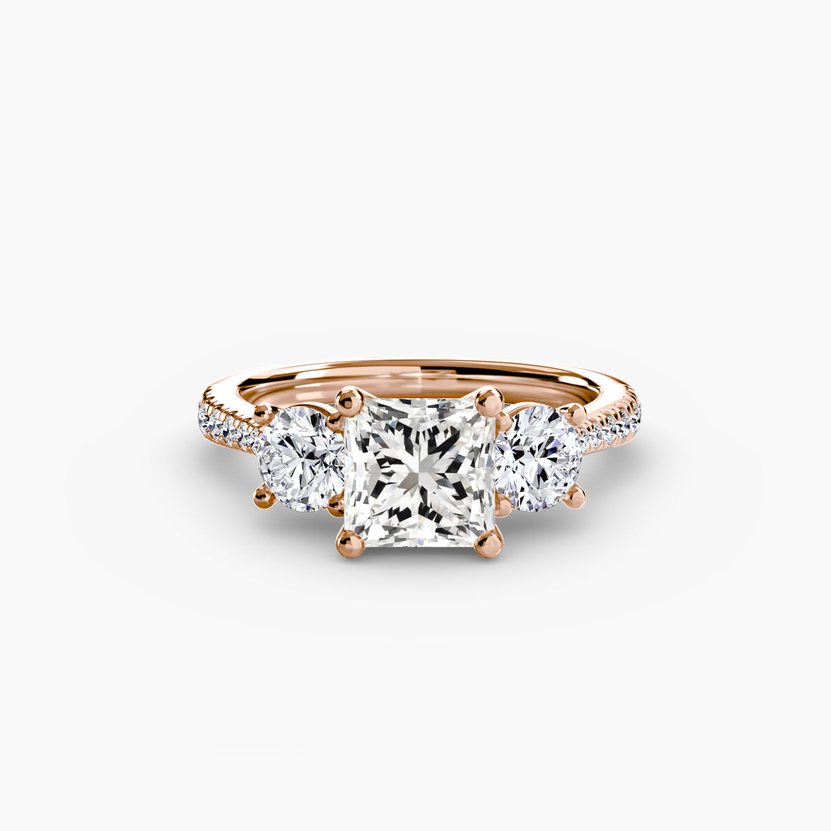 Trilogy Ring with Pavé Band