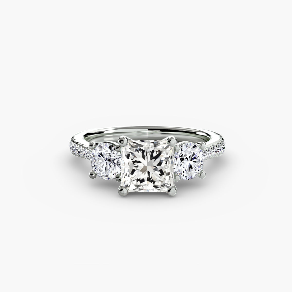 Trilogy Ring with Pavé Band