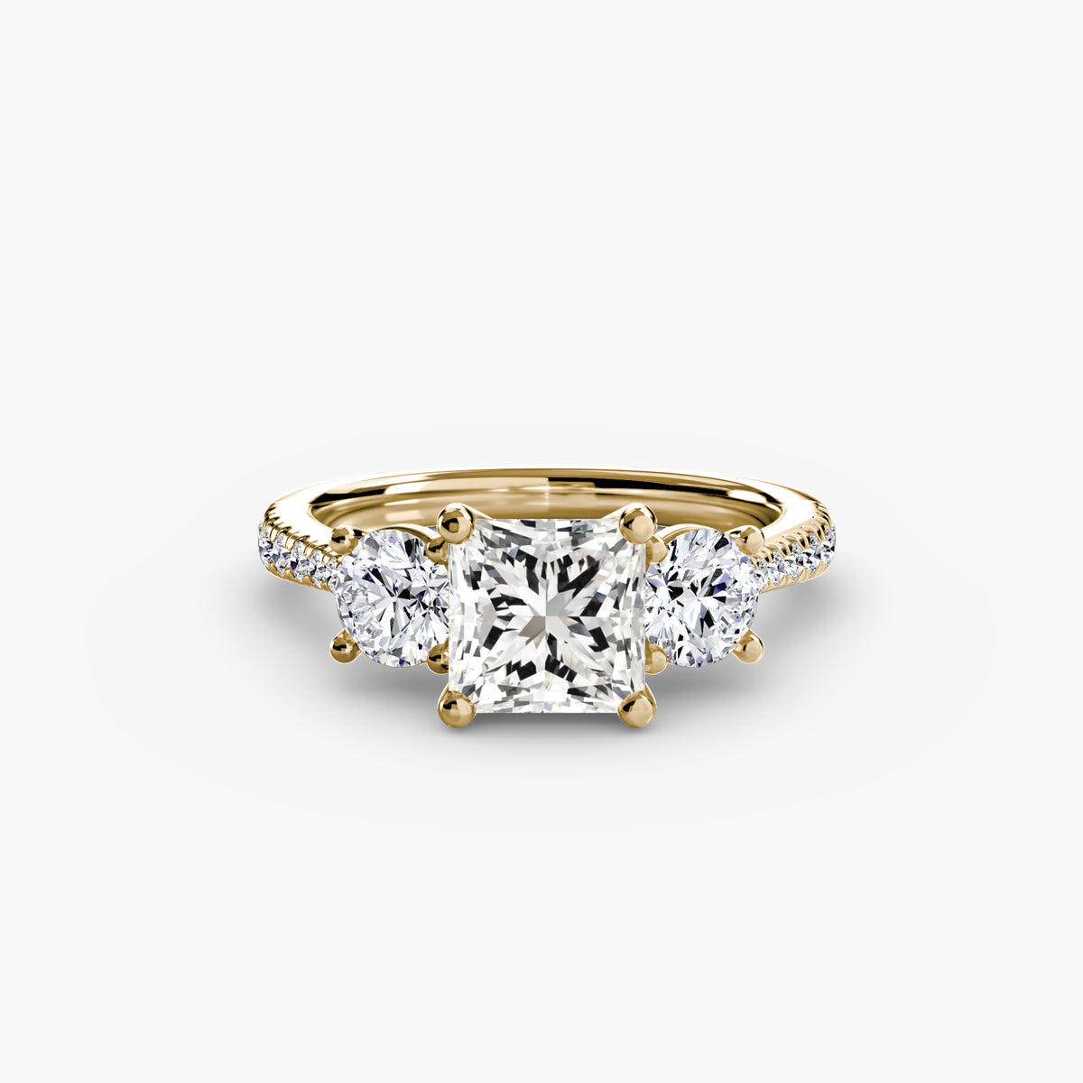 Trilogy Ring with Pavé Band