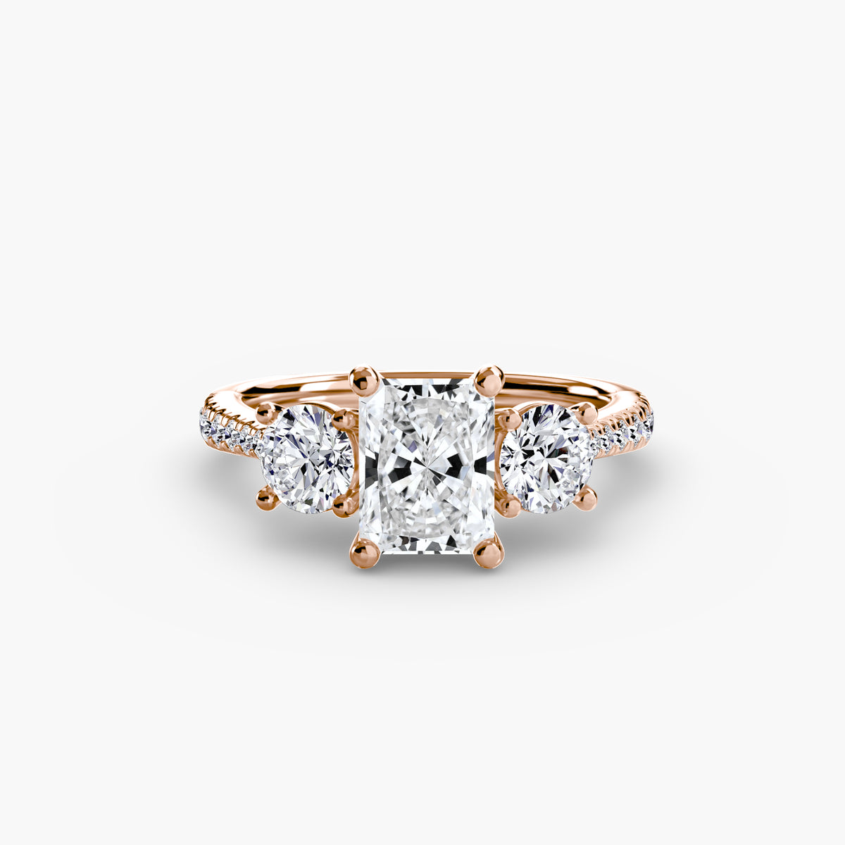 Trilogy Ring with Pavé Band