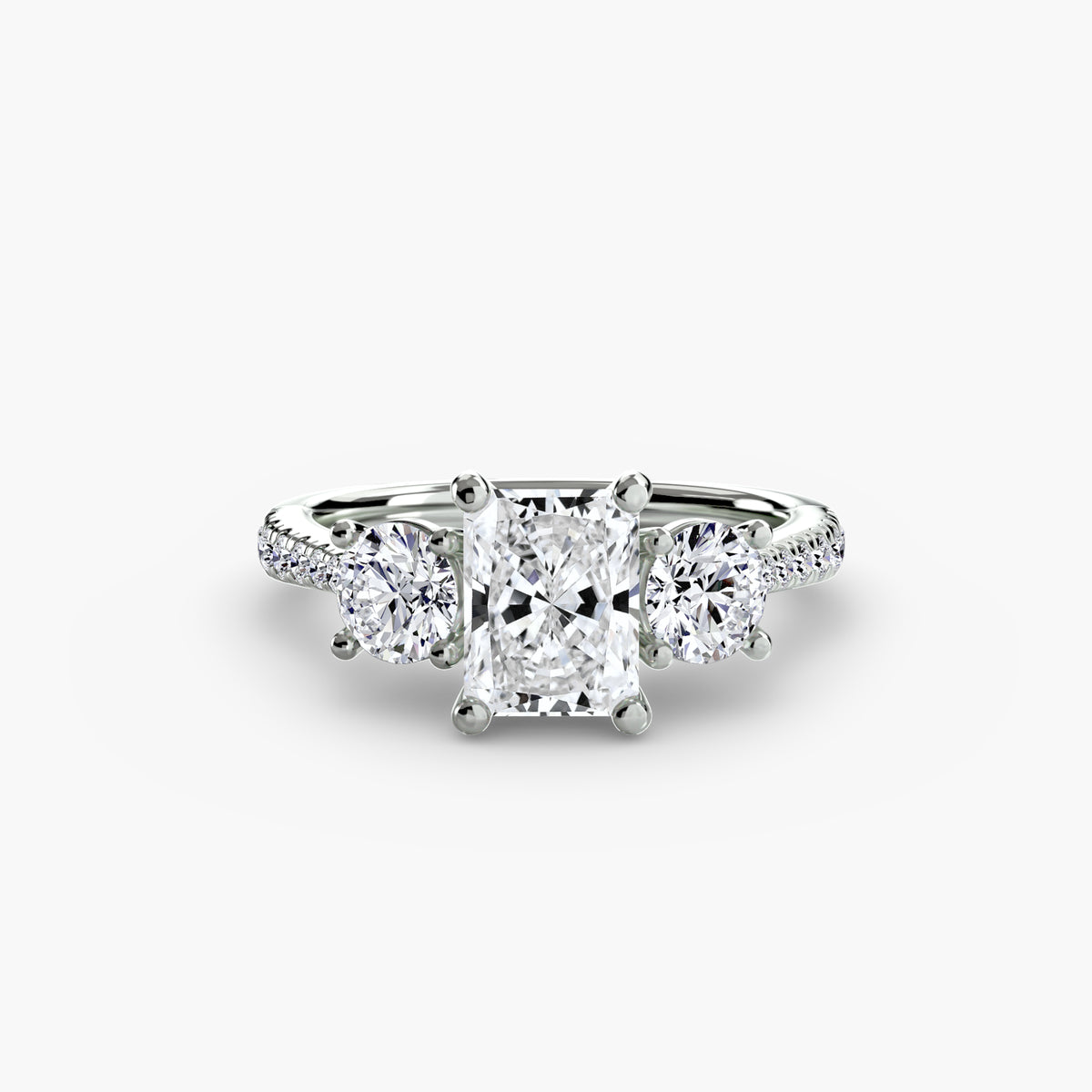 Trilogy Ring with Pavé Band