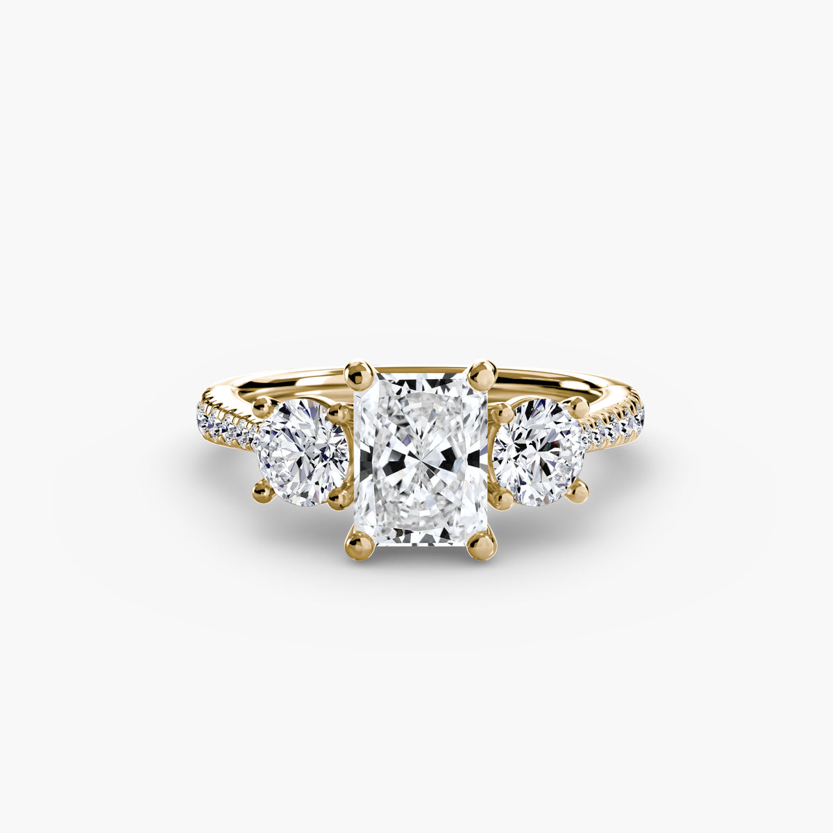 Trilogy Ring with Pavé Band