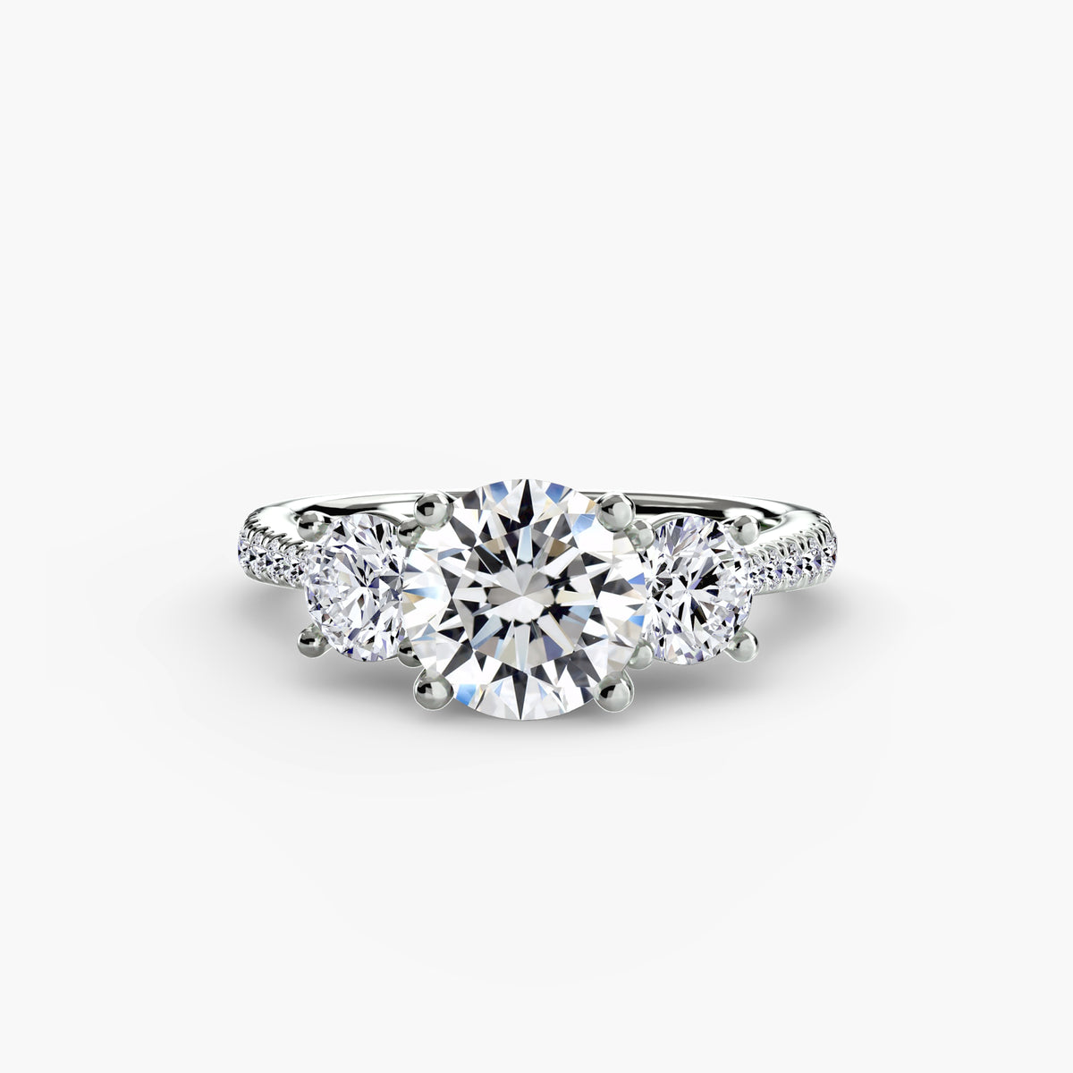 Trilogy Ring with Pavé Band