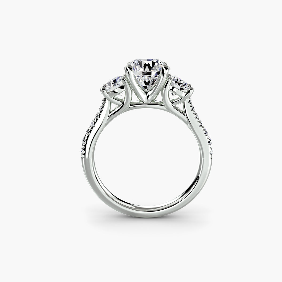 Trilogy Ring with Pavé Band