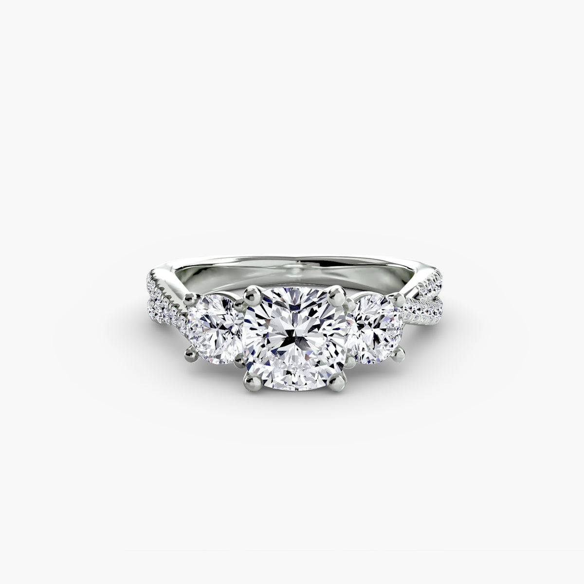 Trilogy Ring with Orizzonte Pavé Band