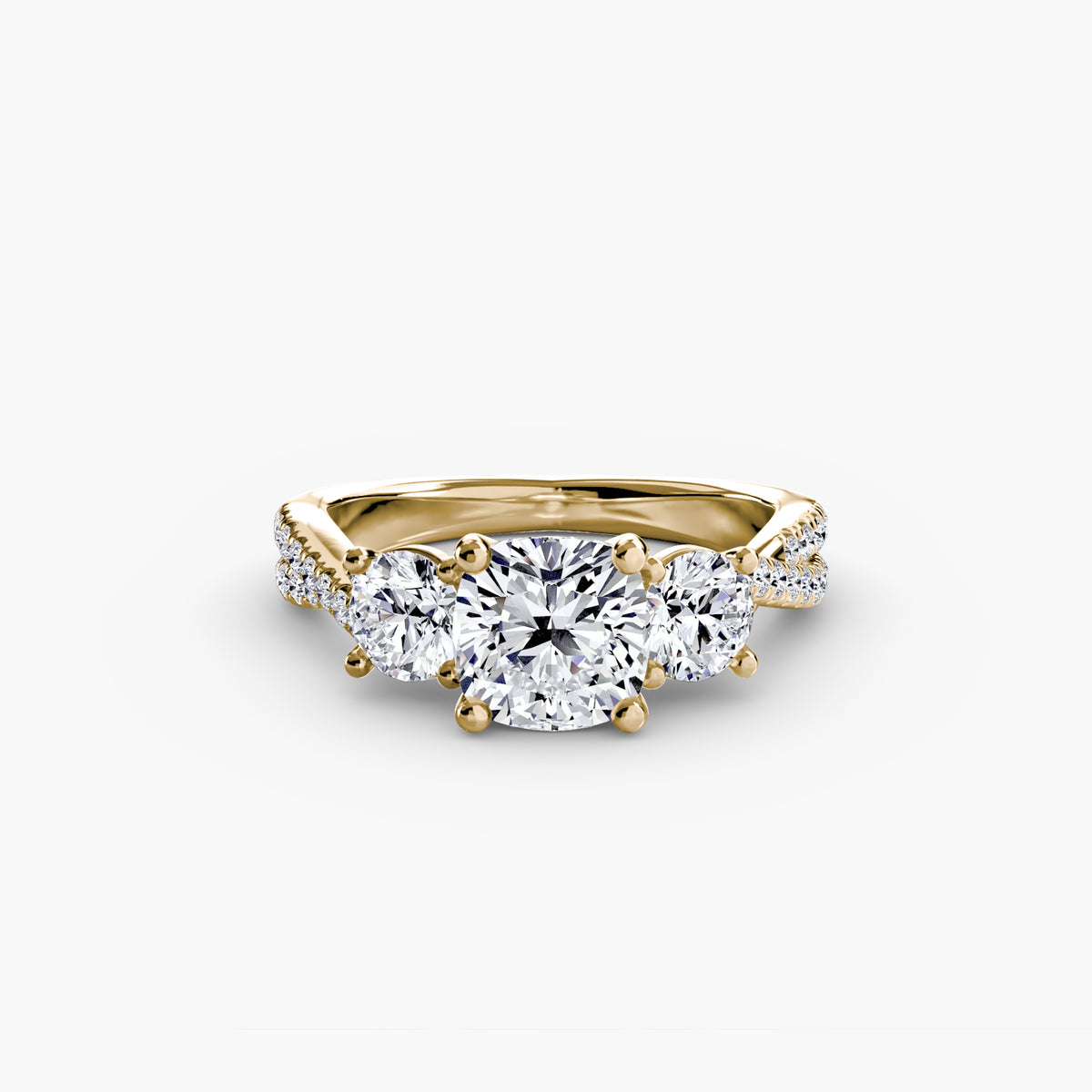 Trilogy Ring with Orizzonte Pavé Band