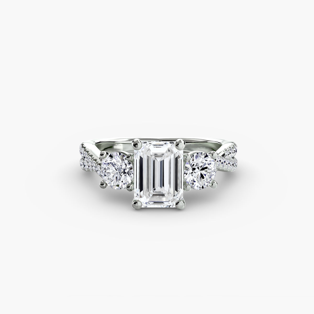 Trilogy Ring with Orizzonte Pavé Band