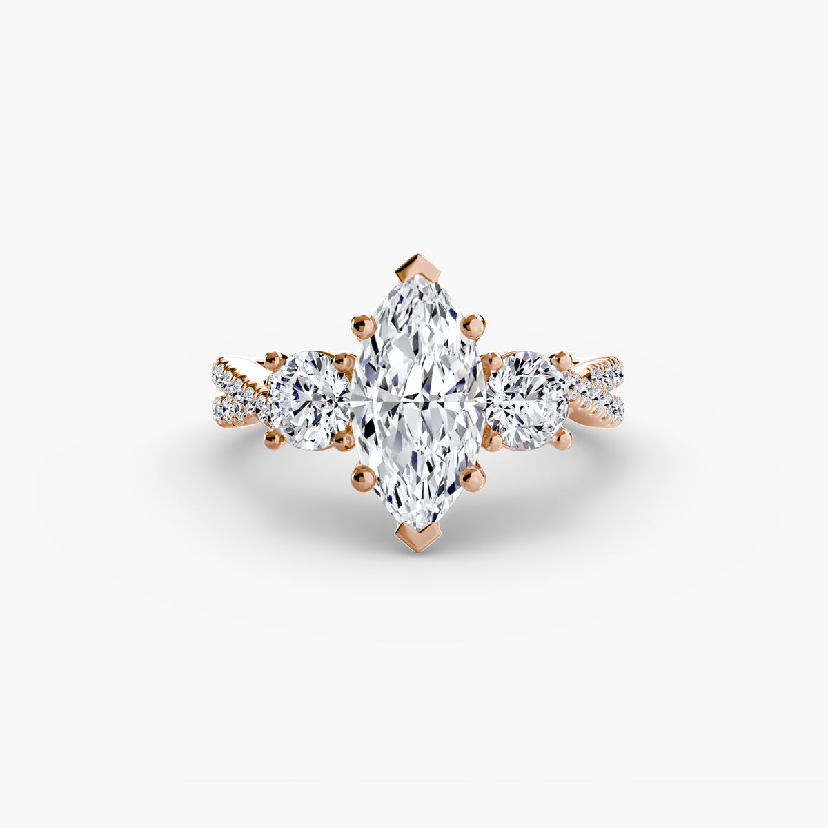 Trilogy Ring with Orizzonte Pavé Band