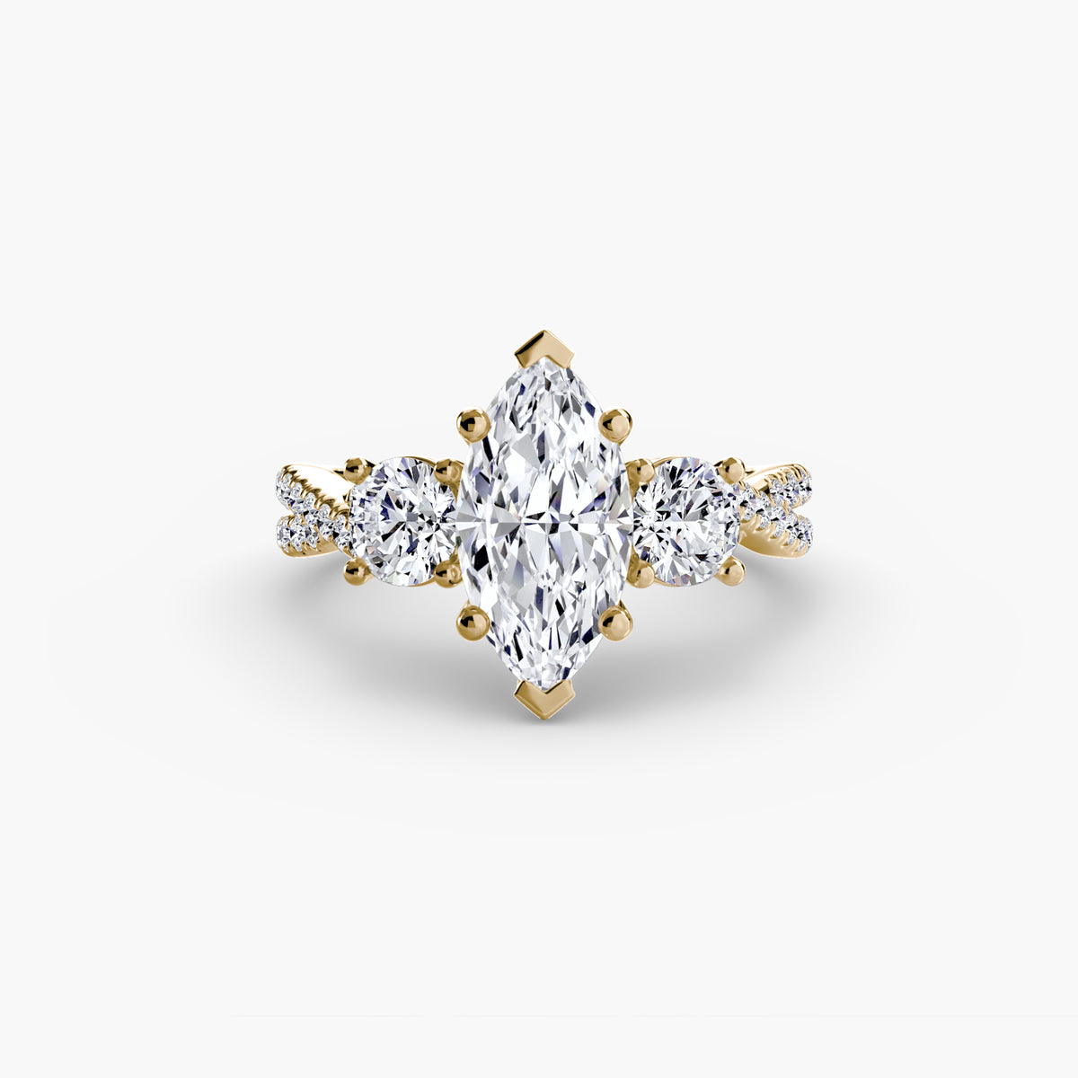 Trilogy Ring with Orizzonte Pavé Band