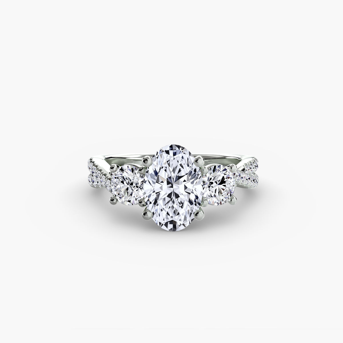 Trilogy Ring with Orizzonte Pavé Band