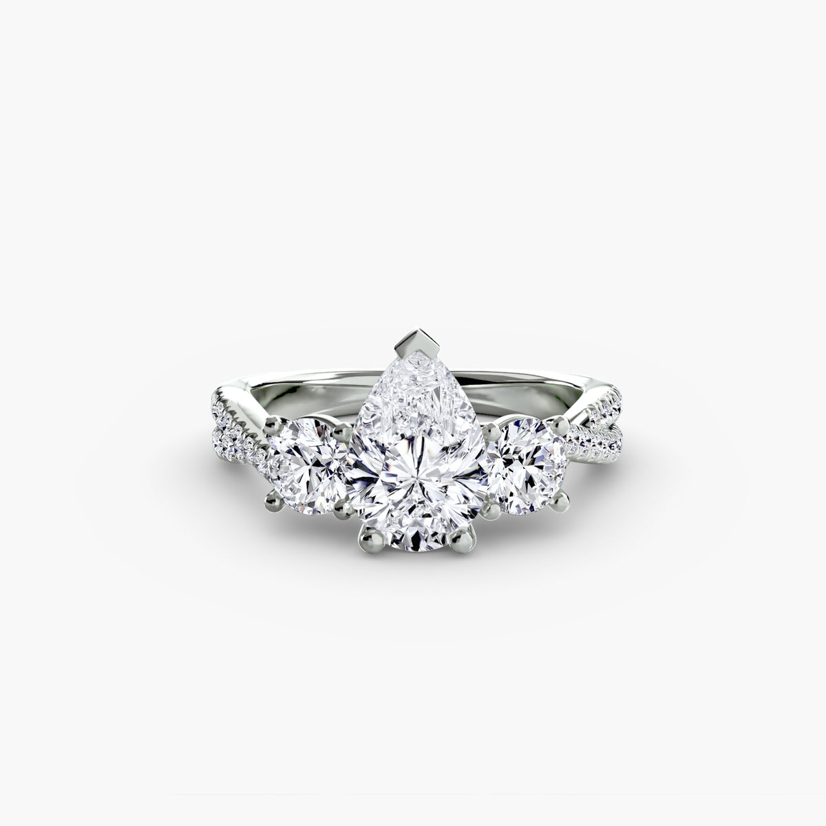Trilogy Ring with Orizzonte Pavé Band