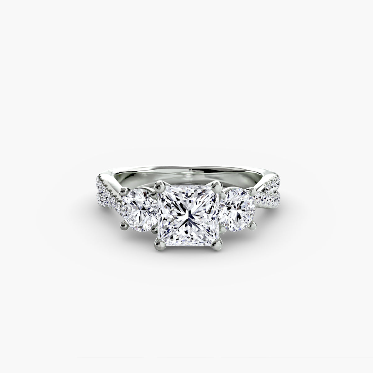 Trilogy Ring with Orizzonte Pavé Band