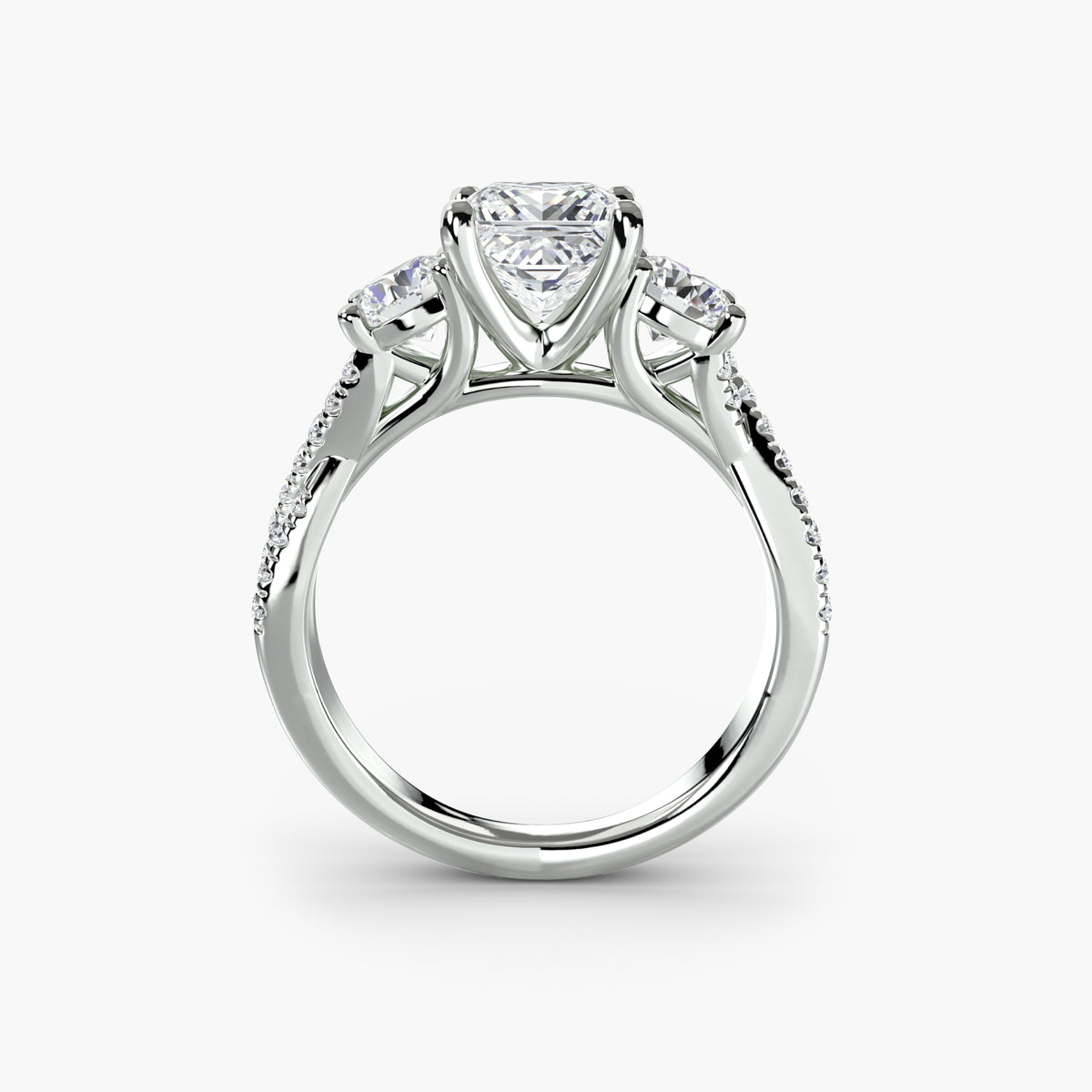 Trilogy Ring with Orizzonte Pavé Band