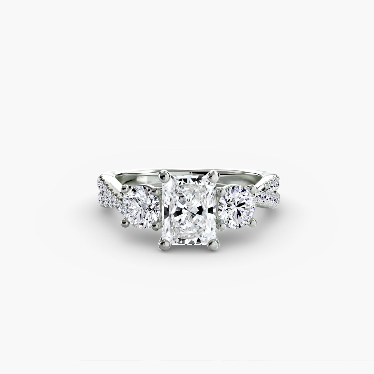Trilogy Ring with Orizzonte Pavé Band