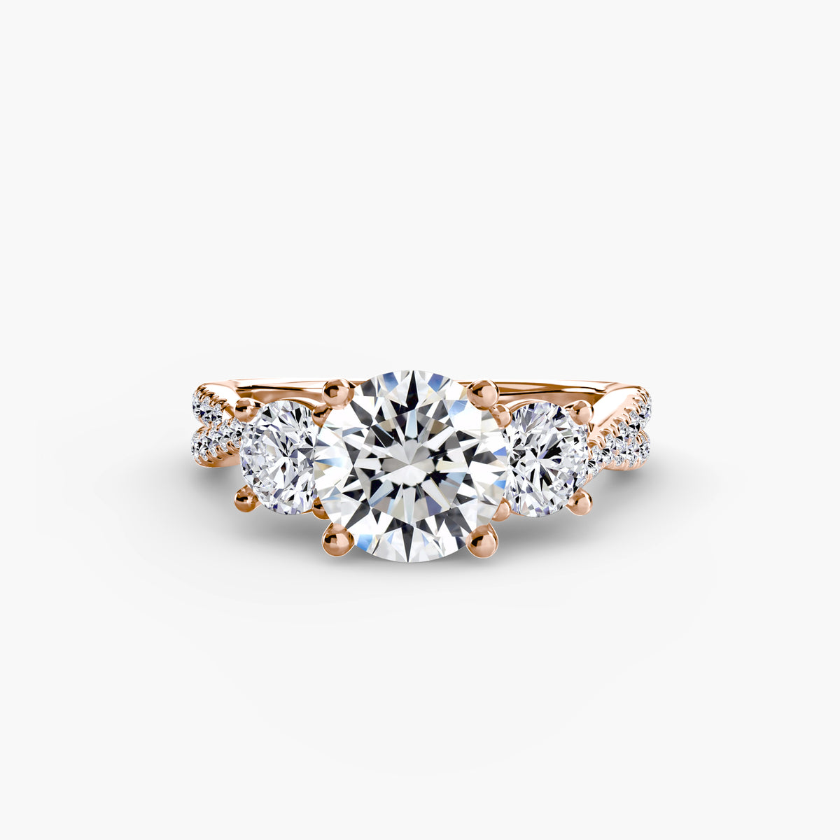 Trilogy Ring with Orizzonte Pavé Band