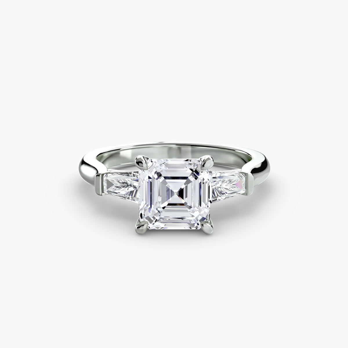 Trilogy Ring with Side Baguettes
