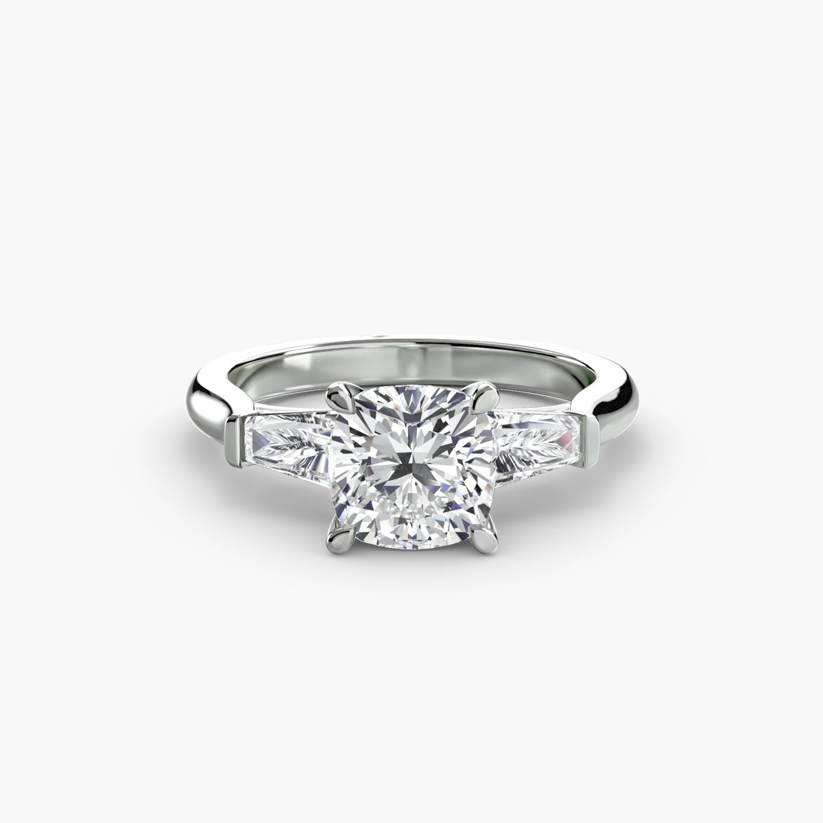 Trilogy Ring with Side Baguettes