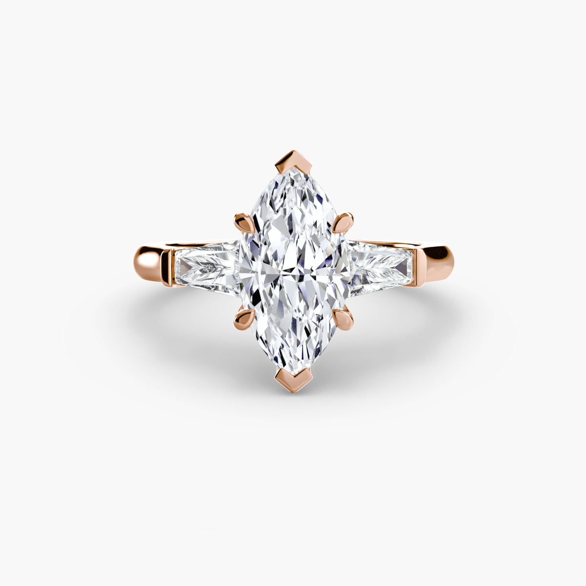 Trilogy Ring with Side Baguettes