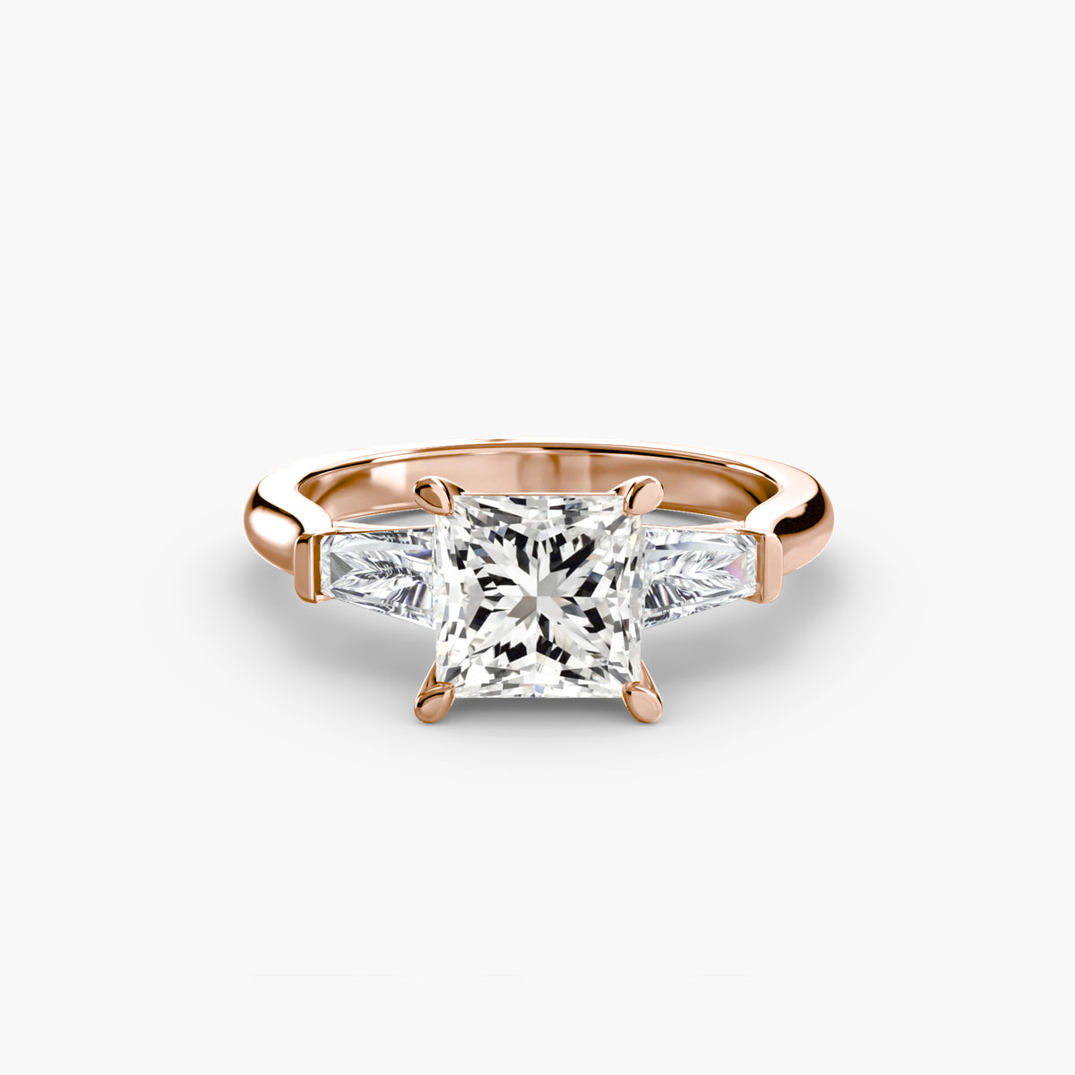 Trilogy Ring with Side Baguettes