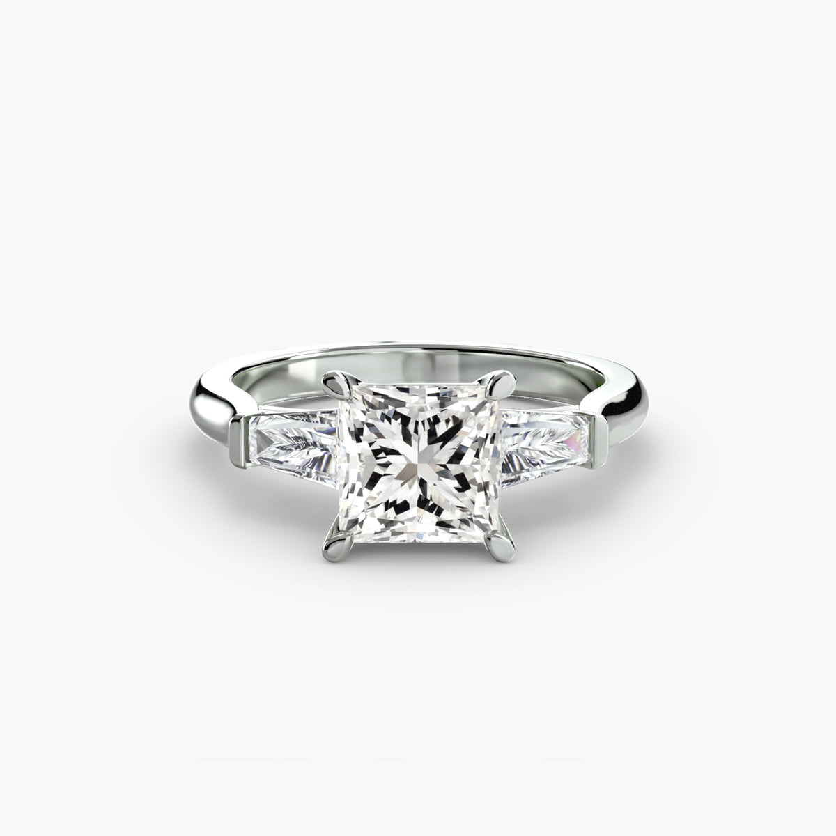 Trilogy Ring with Side Baguettes