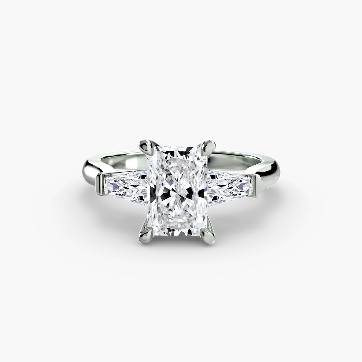 Anello Trilogy con Baguette Laterali Riflesso