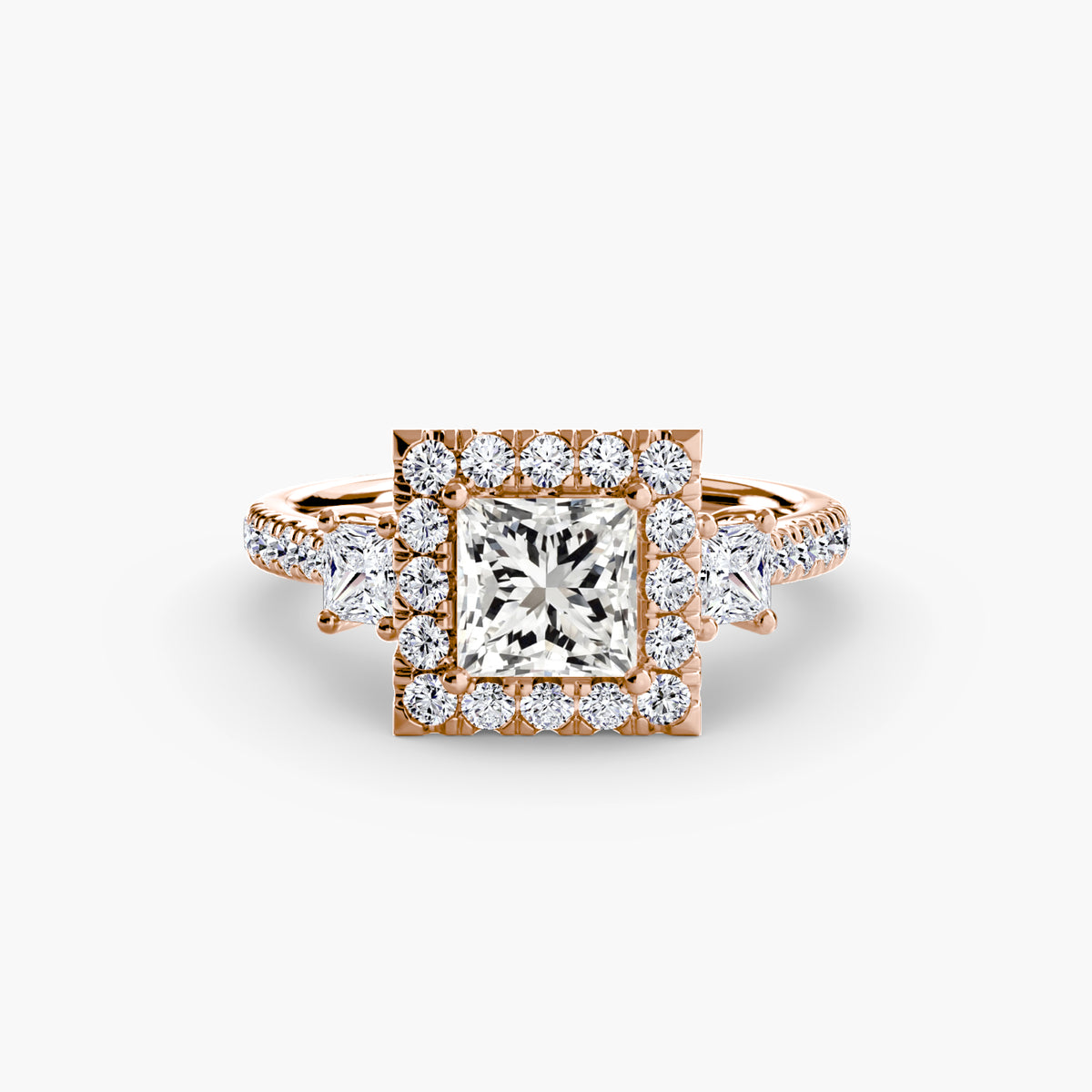 Trilogy Ring with Comet Halo