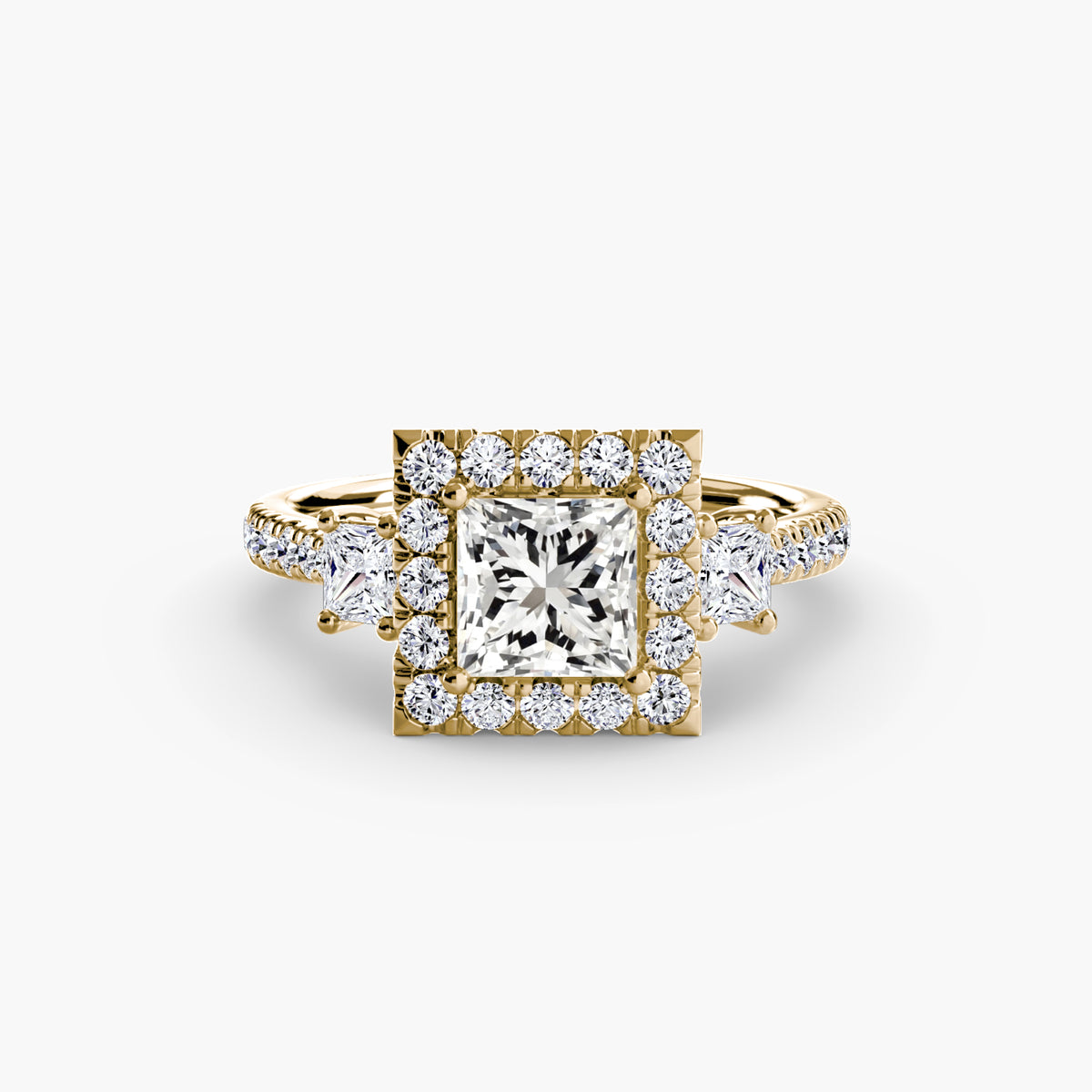 Trilogy Ring with Comet Halo