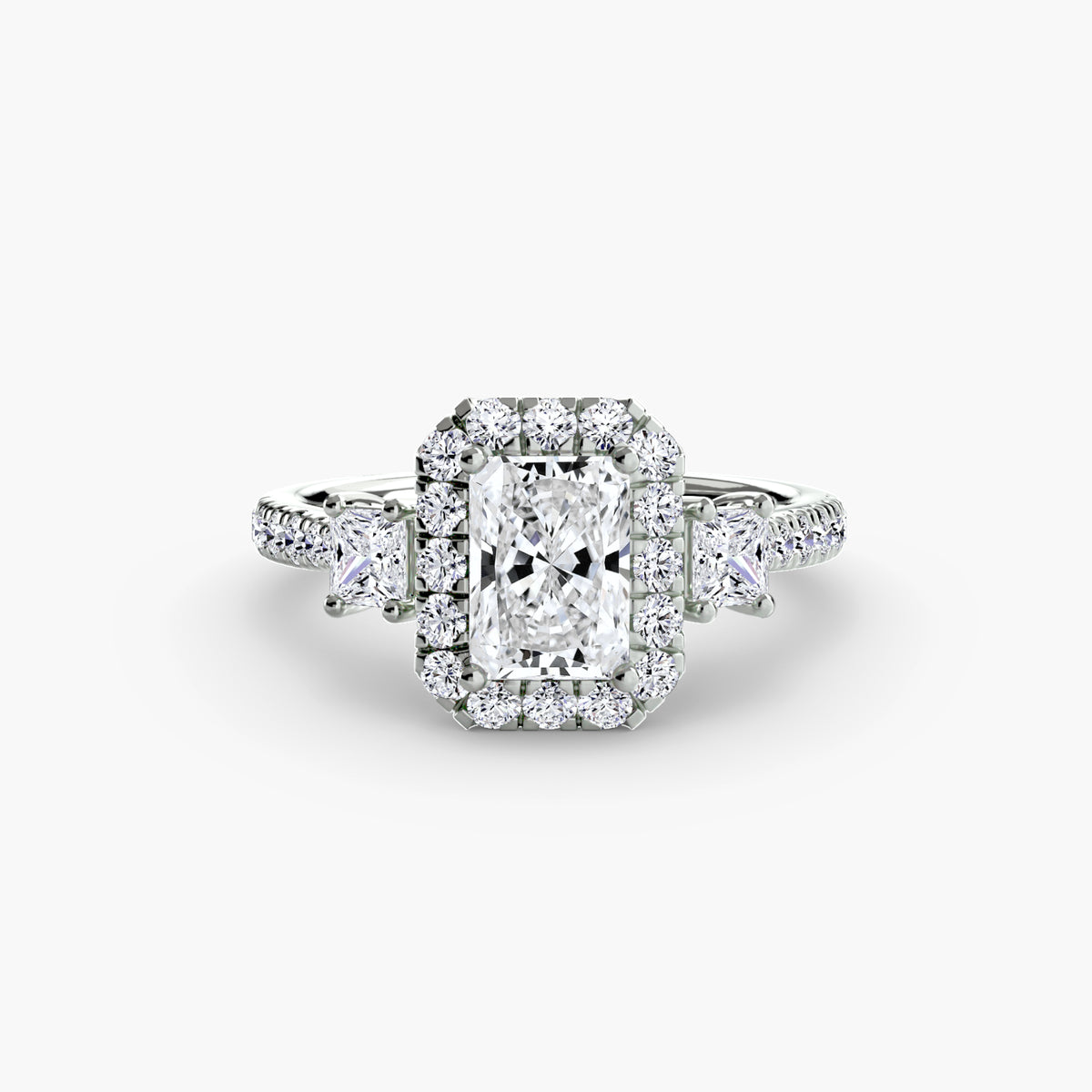 Trilogy Ring with Comet Halo