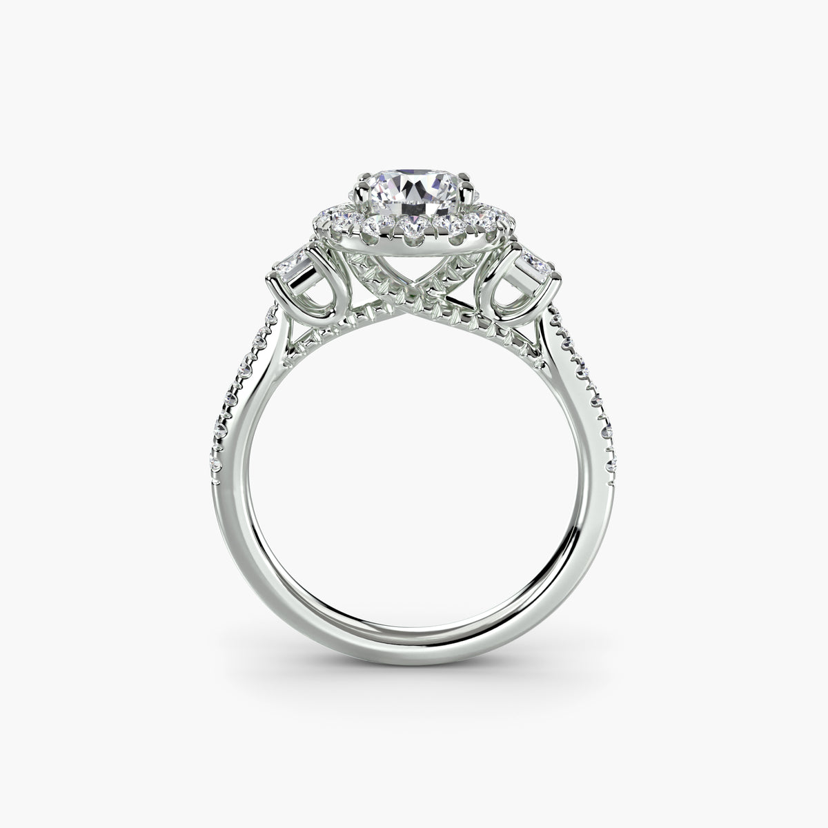 Trilogy Ring with Comet Halo