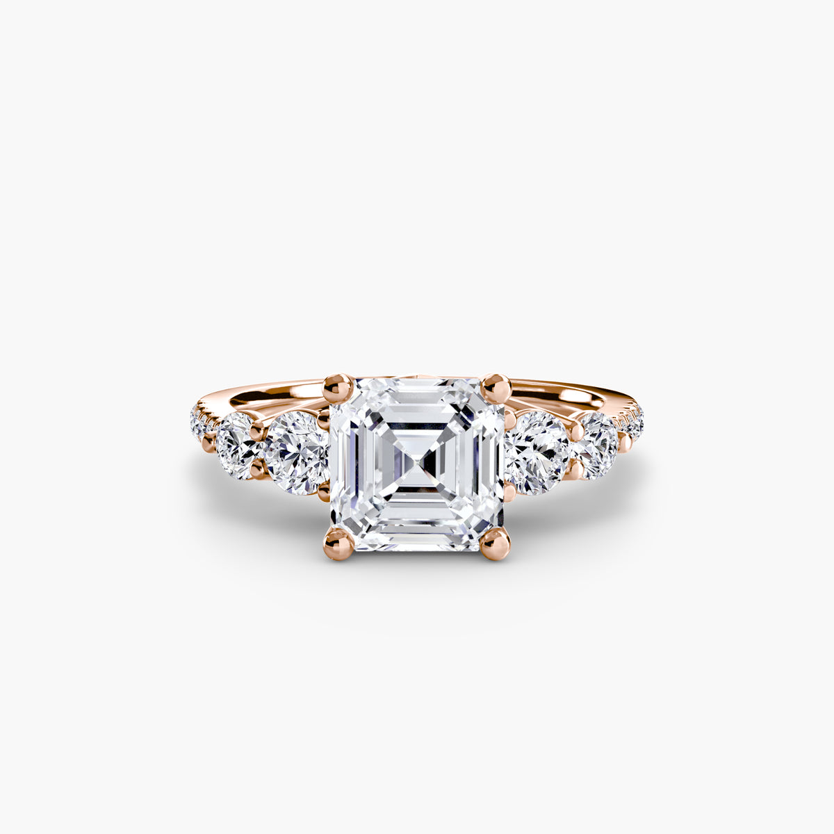 Five-Stone Ring with Pavé Band