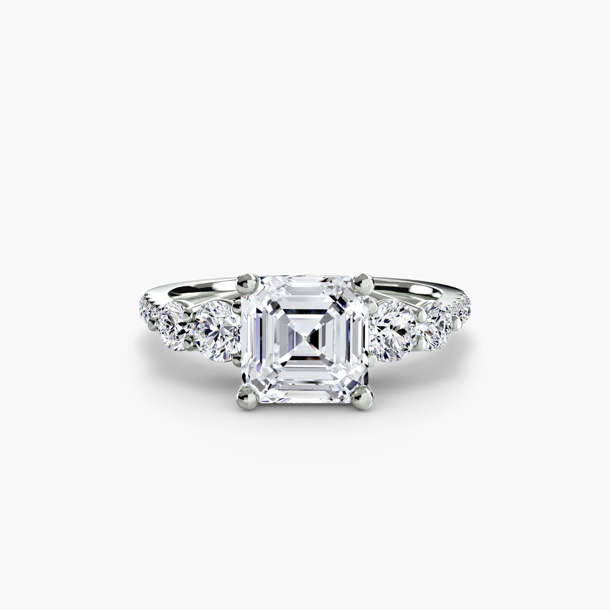 Five-Stone Ring with Pavé Band