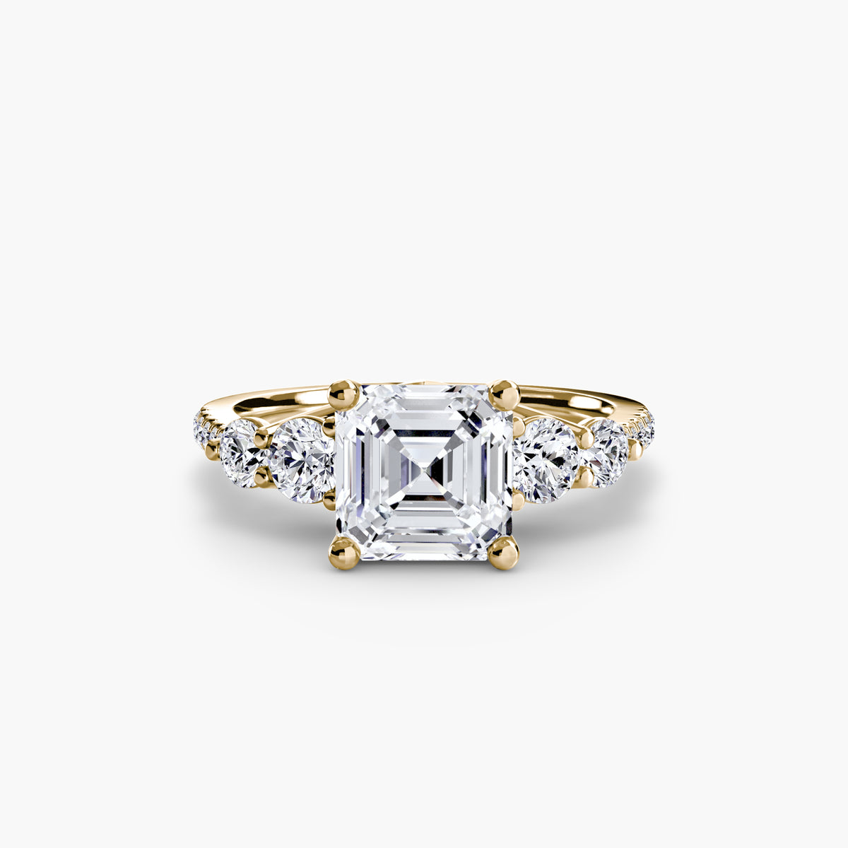 Five-Stone Ring with Pavé Band