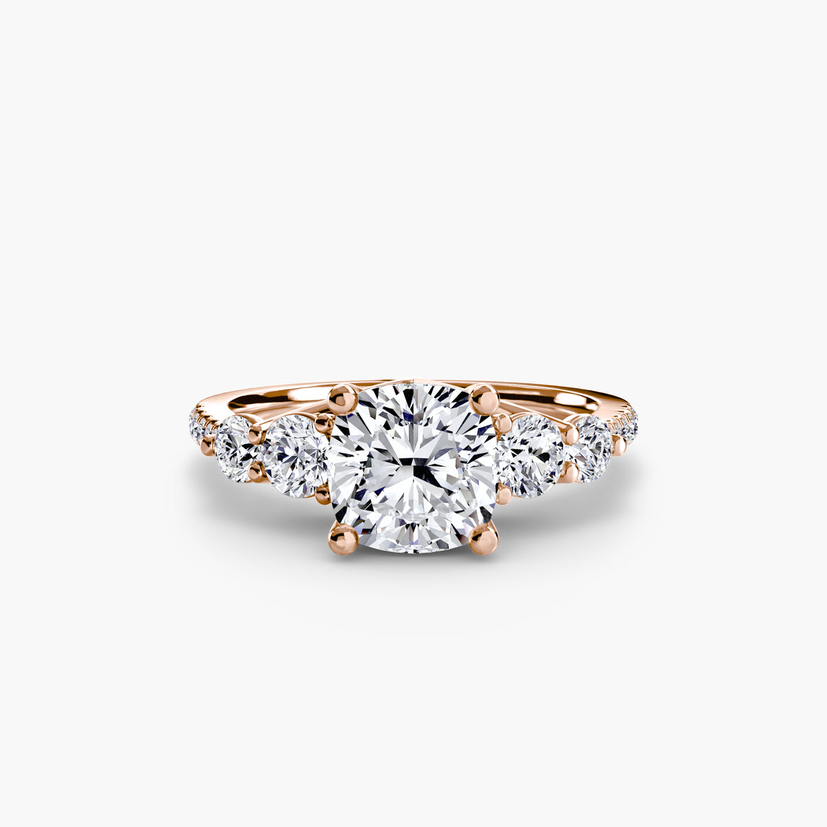 Five-Stone Ring with Pavé Band
