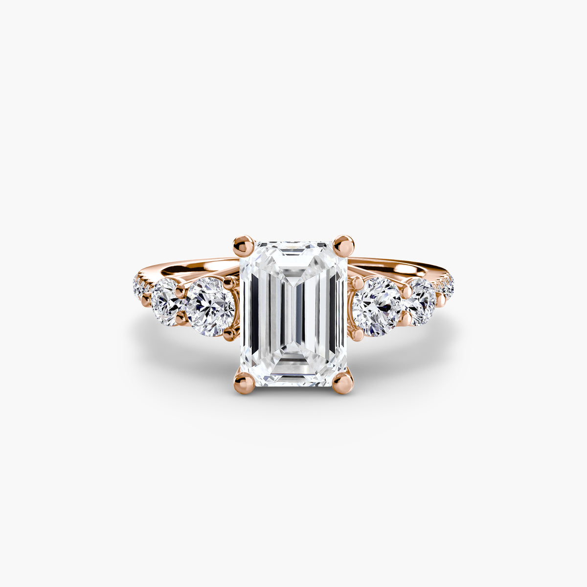 Five-Stone Ring with Pavé Band